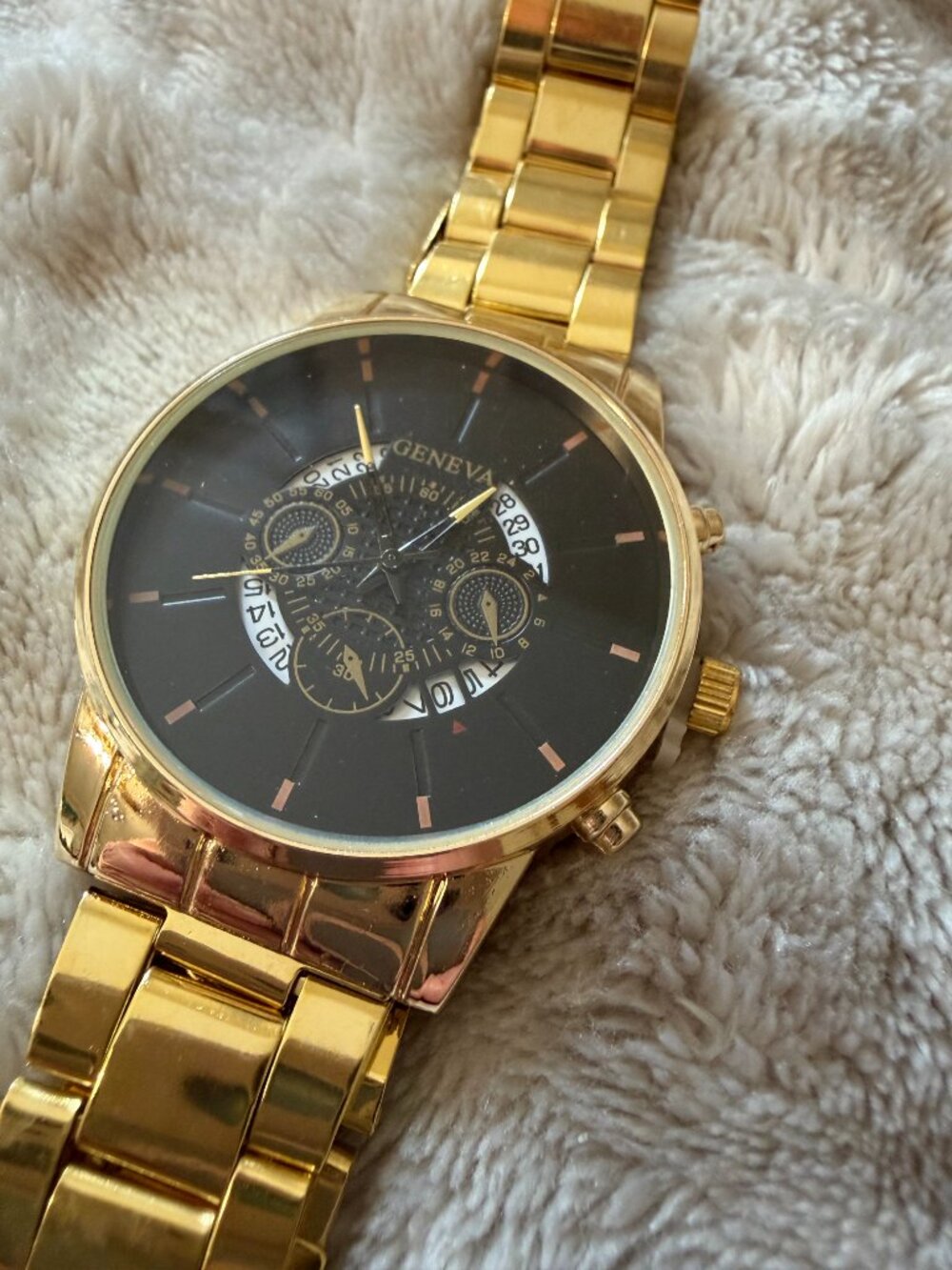 Gold Tone Fashion Watch Stainless Steel Analog Quartz Wristwatch Dress for Men